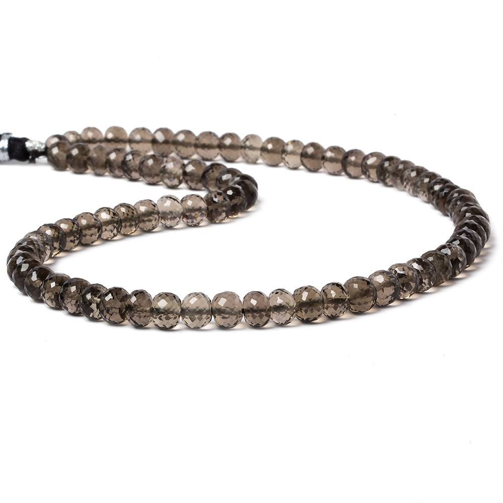 7mm Smoky Quartz Micro-faceted rondelle beads 16 inch 82 pieces