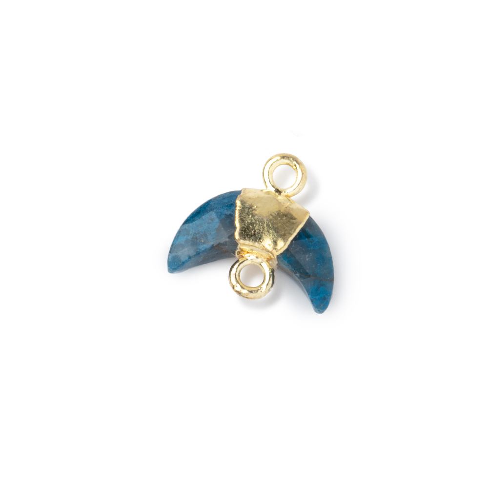 7x11mm Gold Leafed Chrysocolla Faceted Crescent Moon 1 Focal Connector