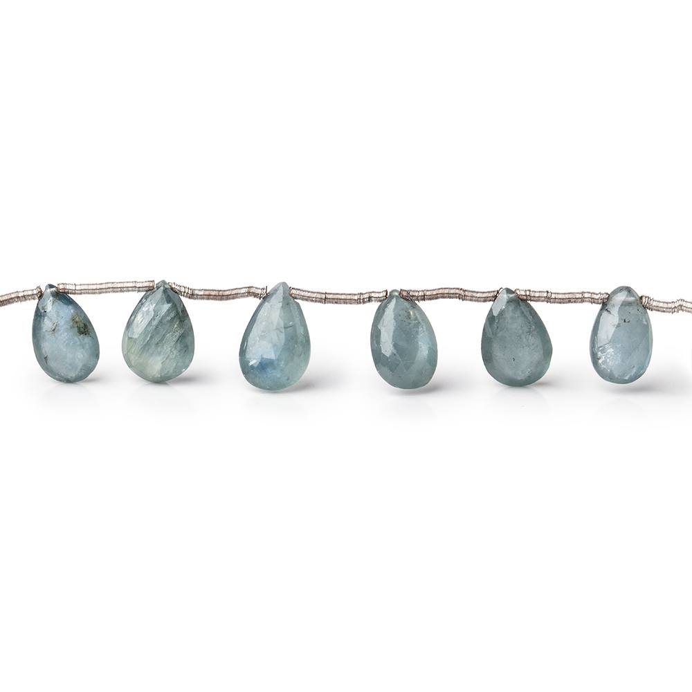 7x5-10x6mm Grey Blue Sapphire Faceted Pear Beads 6.5 inch 17 pieces