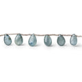 7x5-10x6mm Grey Blue Sapphire Faceted Pear Beads 6.5 inch 17 pieces