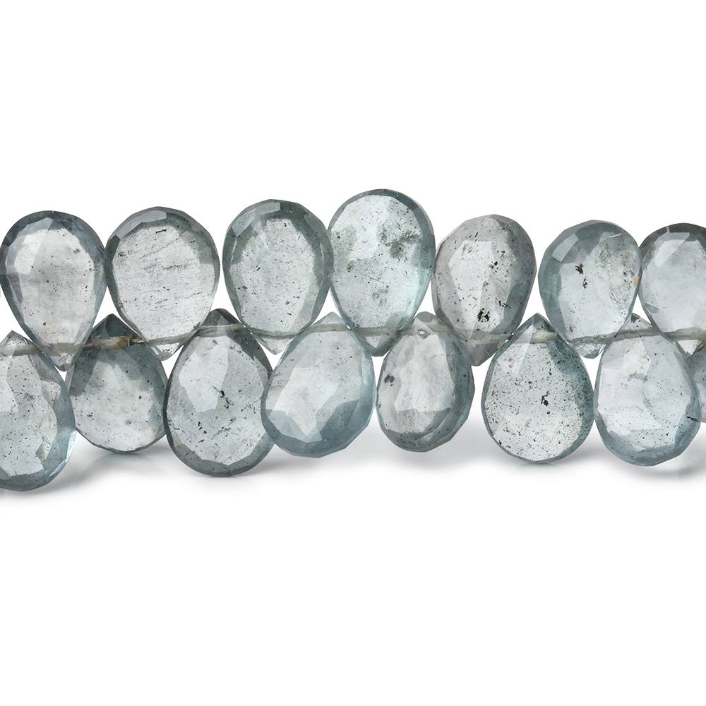 7x5-10x7mm Moss Aquamarine Faceted Pear Beads 8 inch 68 pieces AA