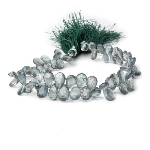 7x5-10x7mm Moss Aquamarine Faceted Pear Beads 8 inch 68 pieces AA