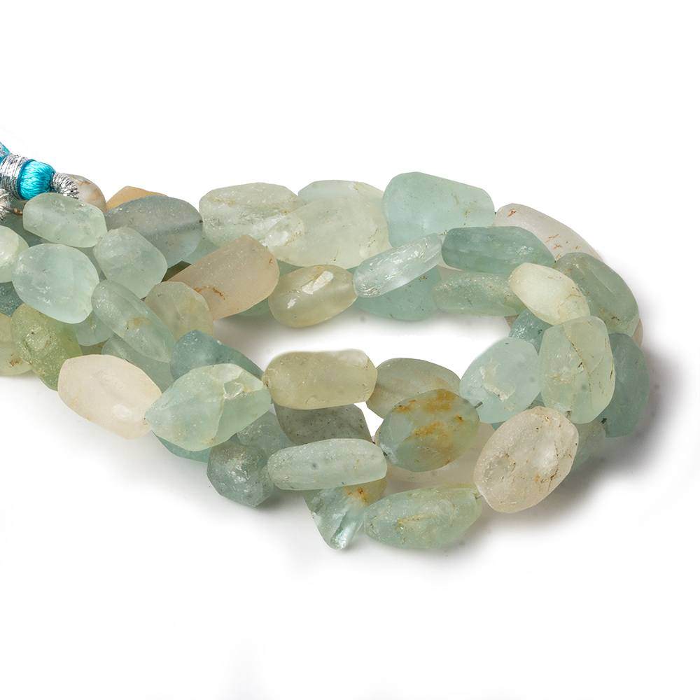 7x5-14x6mm Frosted Aquamarine & Yellow Beryl plain nugget beads 8 inch 16 pieces