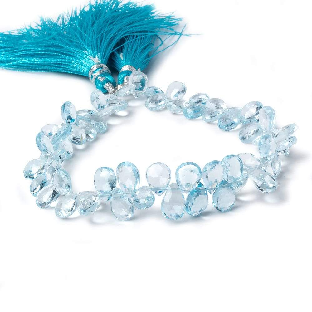 4x6-7X5mm Sky Blue Topaz Faceted Pear Beads 8 inch 70 beads