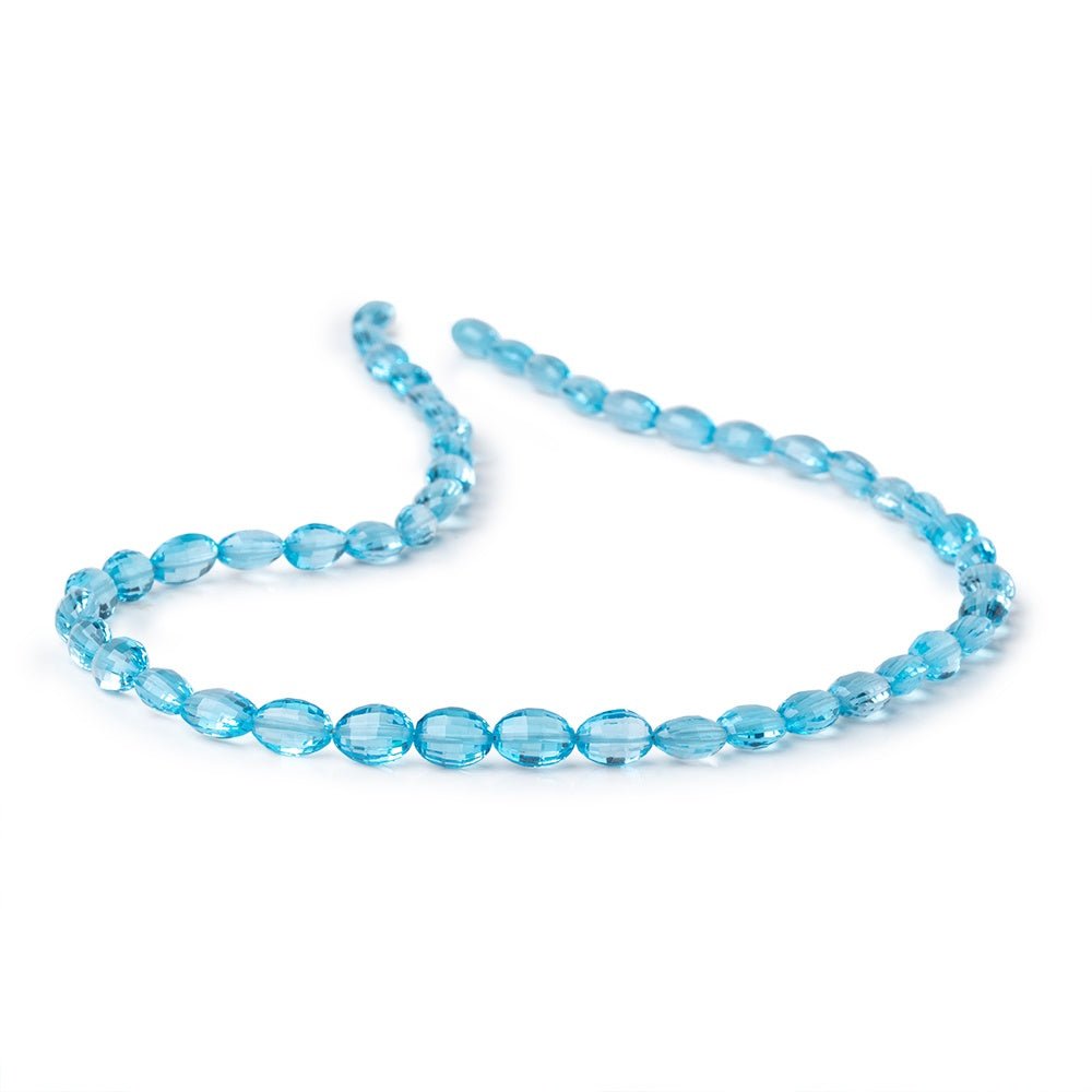 7x5-8x6mm Swiss Blue Topaz Faceted Oval Beads 15 inch 45 pieces AAA