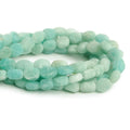 7x5-8x7mm Frosted Amazonite straight drilled plain nugget beads 7.5 inch 17 pieces
