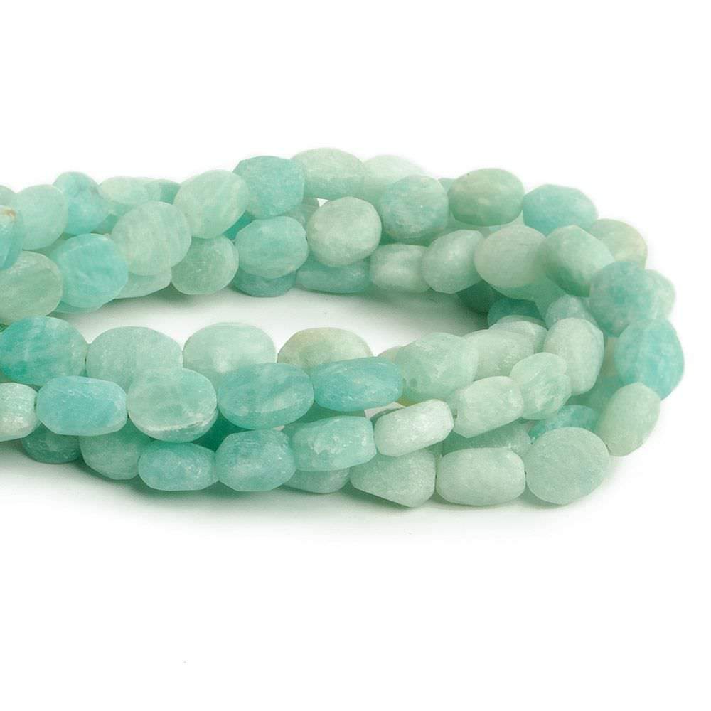 7x5-8x7mm Frosted Amazonite straight drilled plain nugget beads 7.5 inch 17 pieces