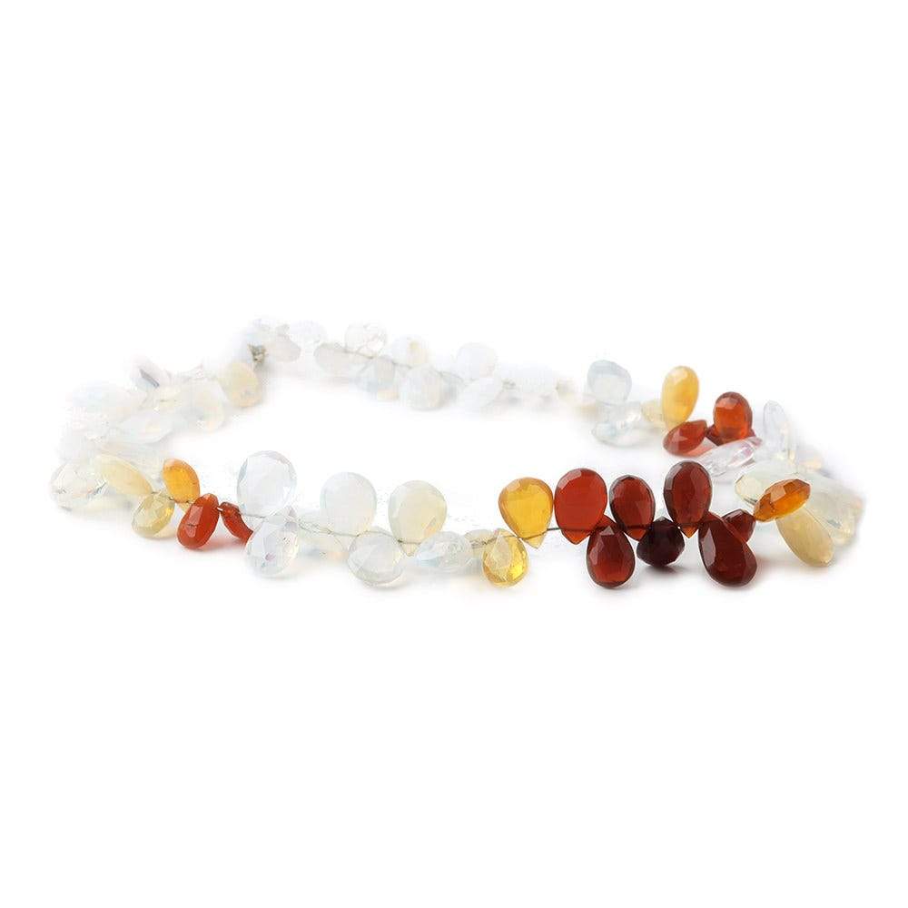 7x5-9x7mm Multi Color Mexican Fire Opal Pear Briolette beads 9 inch 68 pieces