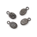 7x5mm Black Gold Bezel Metallic Platinum Drusy Oval Pendant Set of 4 Pieces