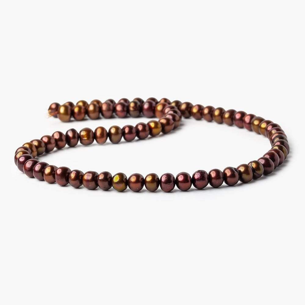 7x5mm Cumin Brown Off Round Freshwater Pearl 16 Inch 97 pieces