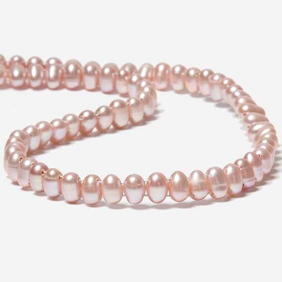 7x5mm Dark Pink Double Drilled Oval Freshwater Pearls 15.5 inch 76 pieces