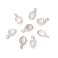 7x5mm Sterling Silver Bezel Rose Quartz Rose Cut Oval Pendant 1 piece
