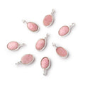 7x5mm Sterling Silver Bezel Thulite Rose Cut Oval Pendant 1 piece