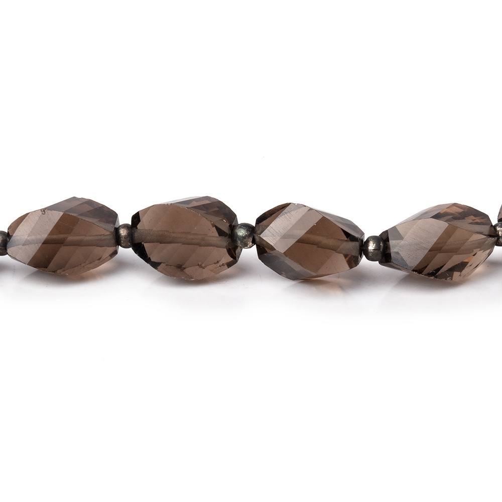7x6-11x7mm Smoky Quartz Faceted Twist Beads 6.25 inch 14 pieces