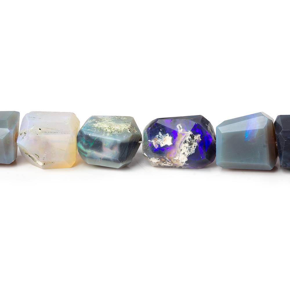7x6-11x9mm Multi Color Australian Opal faceted nuggets 18 inch 50 beads AA