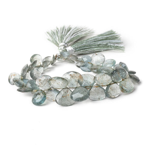 7x6-13x13mm Moss Aquamarine Faceted Heart & Fan Beads 8 inch 50 pieces AA