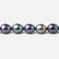 7x9mm Peacock Straight Drill Oval Freshwater Pearls 16 inch 49 Beads