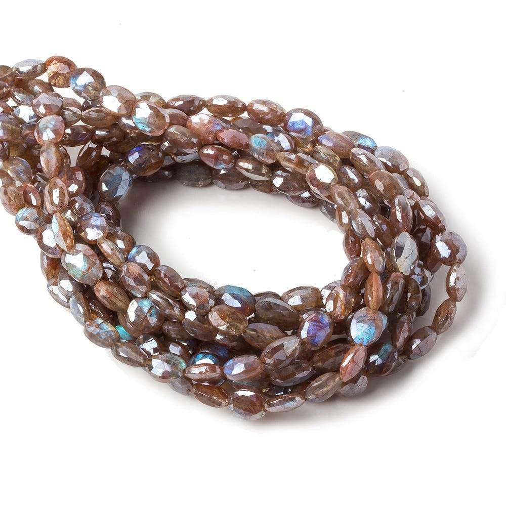 7x6-8x6mm Red Mystic Labradorite faceted oval beads 16 inch 55 pcs