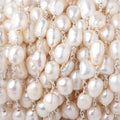 7x6.5-9x7mm Cream Baroque Pearls on .925 Silver Chain
