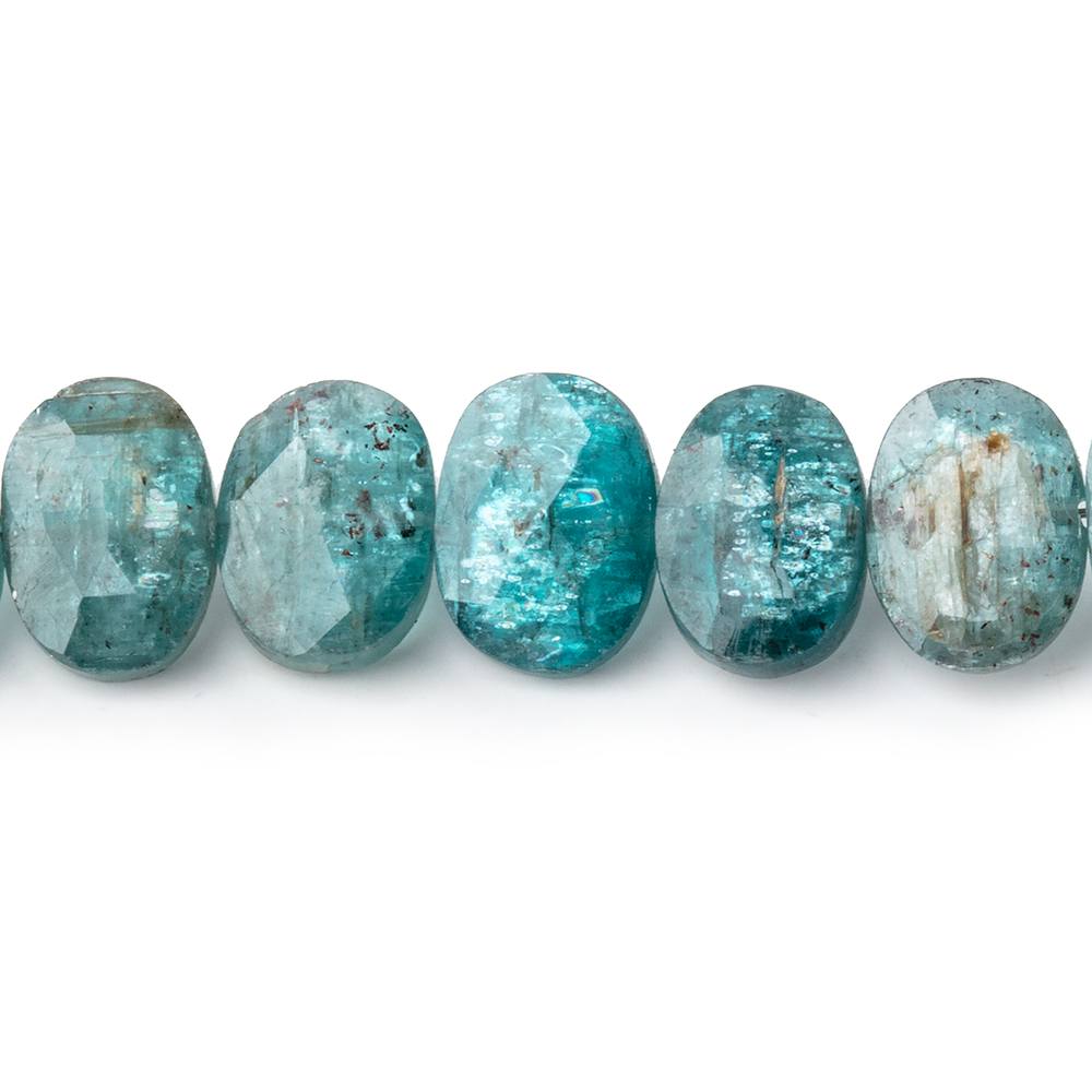 7x6.5-9x7mm Teal Moss Kyanite Faceted Oval Beads 8 inch 31 pieces