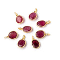 7x6mm Vermeil Bezel Dark Ruby Rose Cut Oval Pendant 1 piece