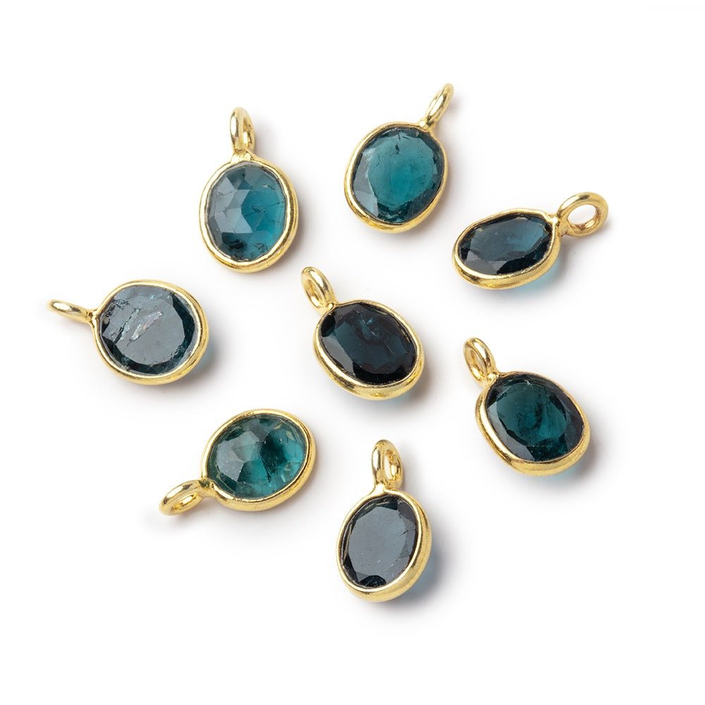 7x6mm Vermeil Bezel Indicolite Blue Tourmaline Rose Cut Oval 1 Pendant