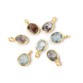 7x6mm Vermeil Bezel Moss Aquamarine Rose Cut Oval Pendant 1 piece