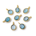 7x6mm Vermeil Bezel Swiss Blue Topaz Rose Cut Oval Pendant 1 piece