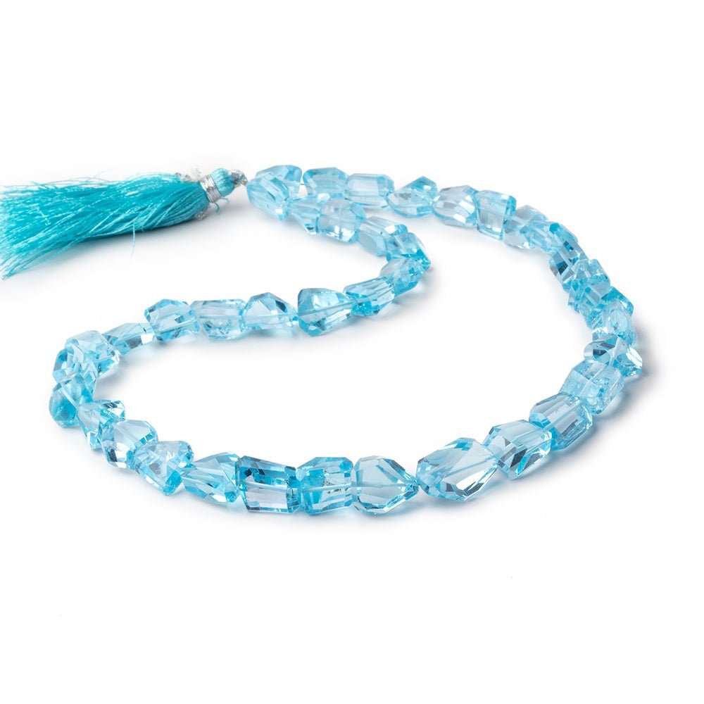 7x7-12x9mm Swiss Blue Topaz Faceted Nugget Beads 16 inch 38 pieces AA