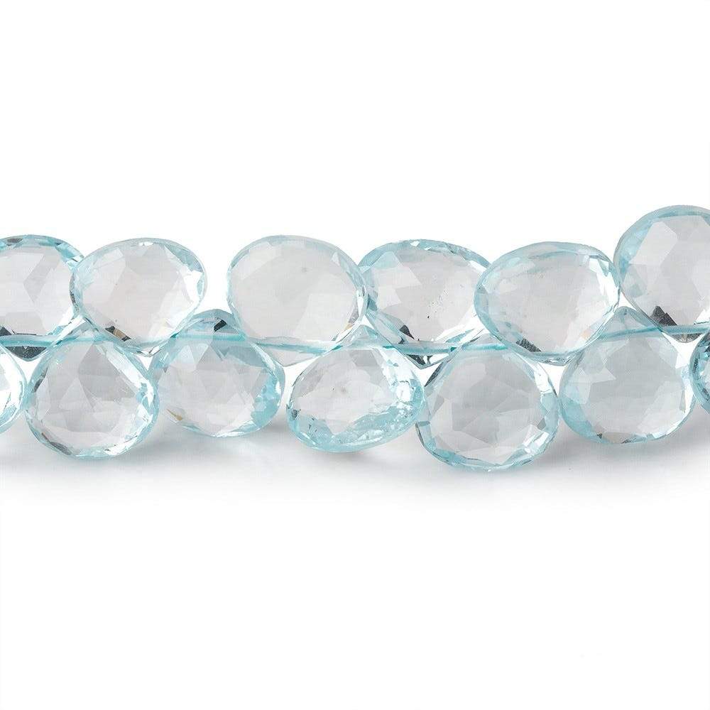 7x7-8x8mm Sky Blue Topaz Faceted Heart Briolettes 7 inch 43 pieces AAA