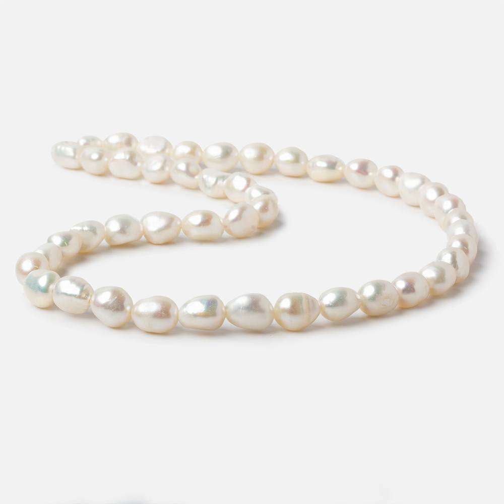 7x8 - 8x9.5mm Off White Straight Baroque Freshwater Pearls 16 inch 46 pieces