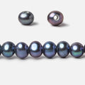 7x8mm Peacock Blue Off Round Large Hole pearls 8 inch 30 pieces AA