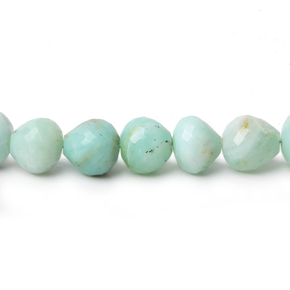 7x9-8x9mm Blue Peruvian Opal Faceted Candy Kiss beads 8 inch 24 beads