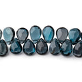8-10mm London Blue Topaz Faceted Pear Beads 7.5 inch 56 pieces AA