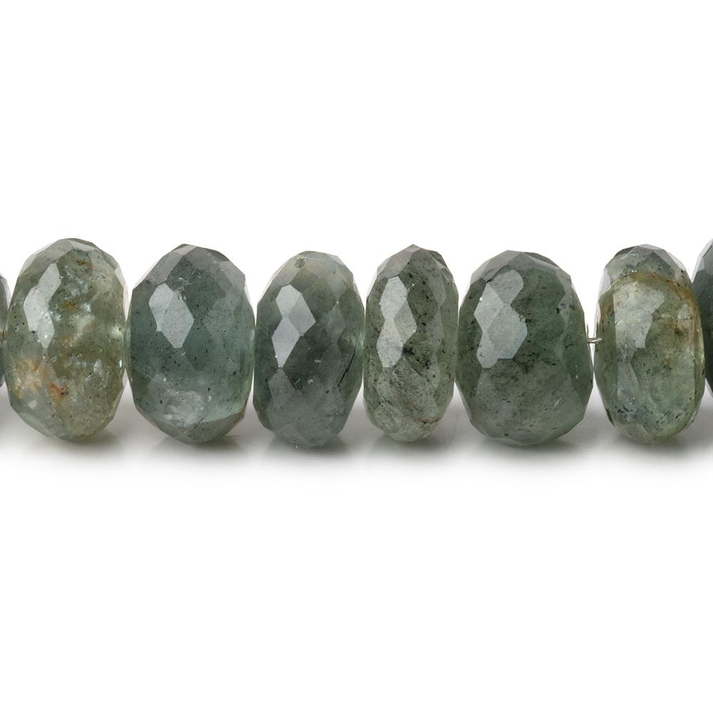 8-10mm Moss Aquamarine Faceted Rondelle Beads 14 inch 66 pieces