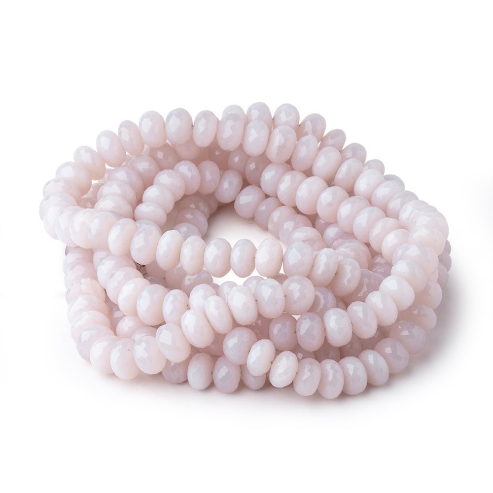 8-10mm Natural Lavender Chalcedony Faceted Rondelles 18 inch 75 Beads AAA