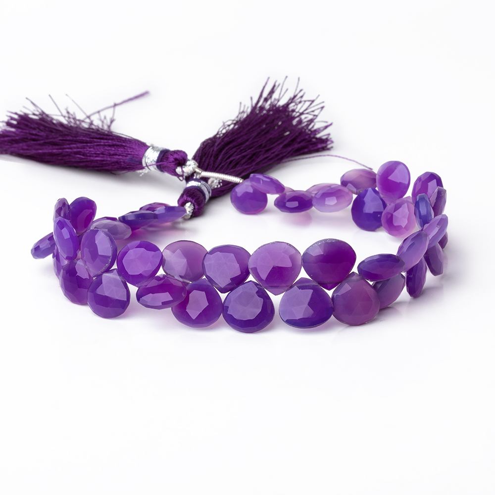 8-10mm Orchid Purple Chalcedony Faceted Heart Beads 7.5 inch 44 pieces