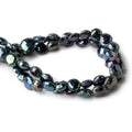 8-10mm Peacock Metallic Black Spinel Faceted Coins 50 bead 16 inch Set of 2 strands