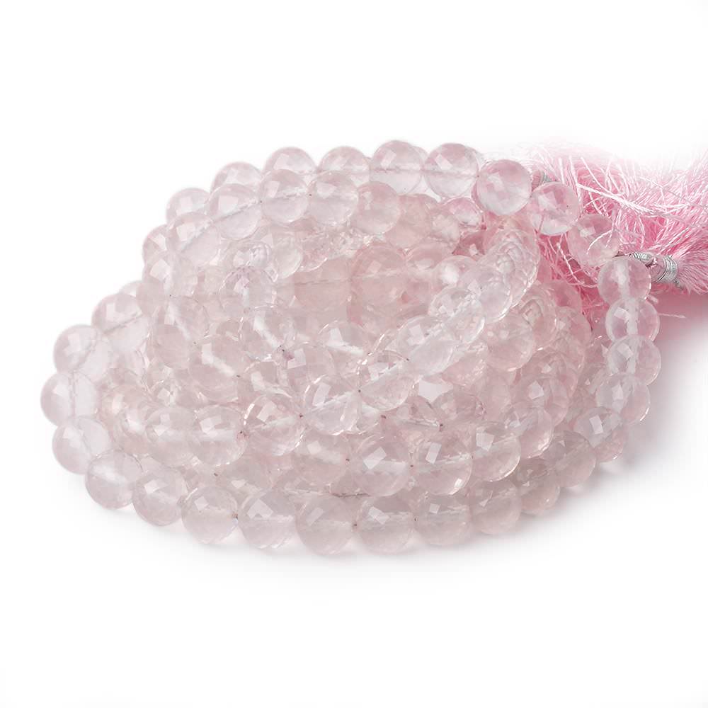 8-10mm Rose Quartz Faceted Round beads 15 inch 43 pieces AA
