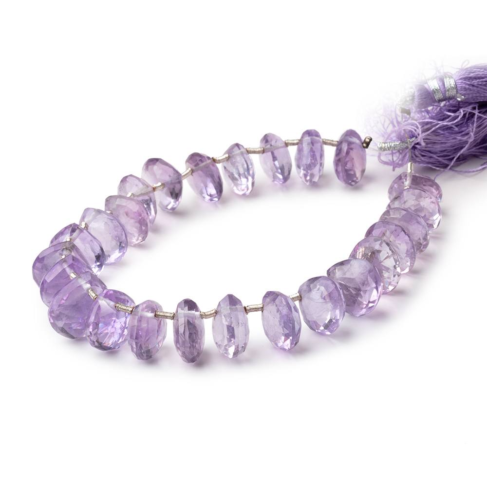 8-11mm Pink Amethyst Front Drilled Faceted Hearts 7.5 inch 25 Beads