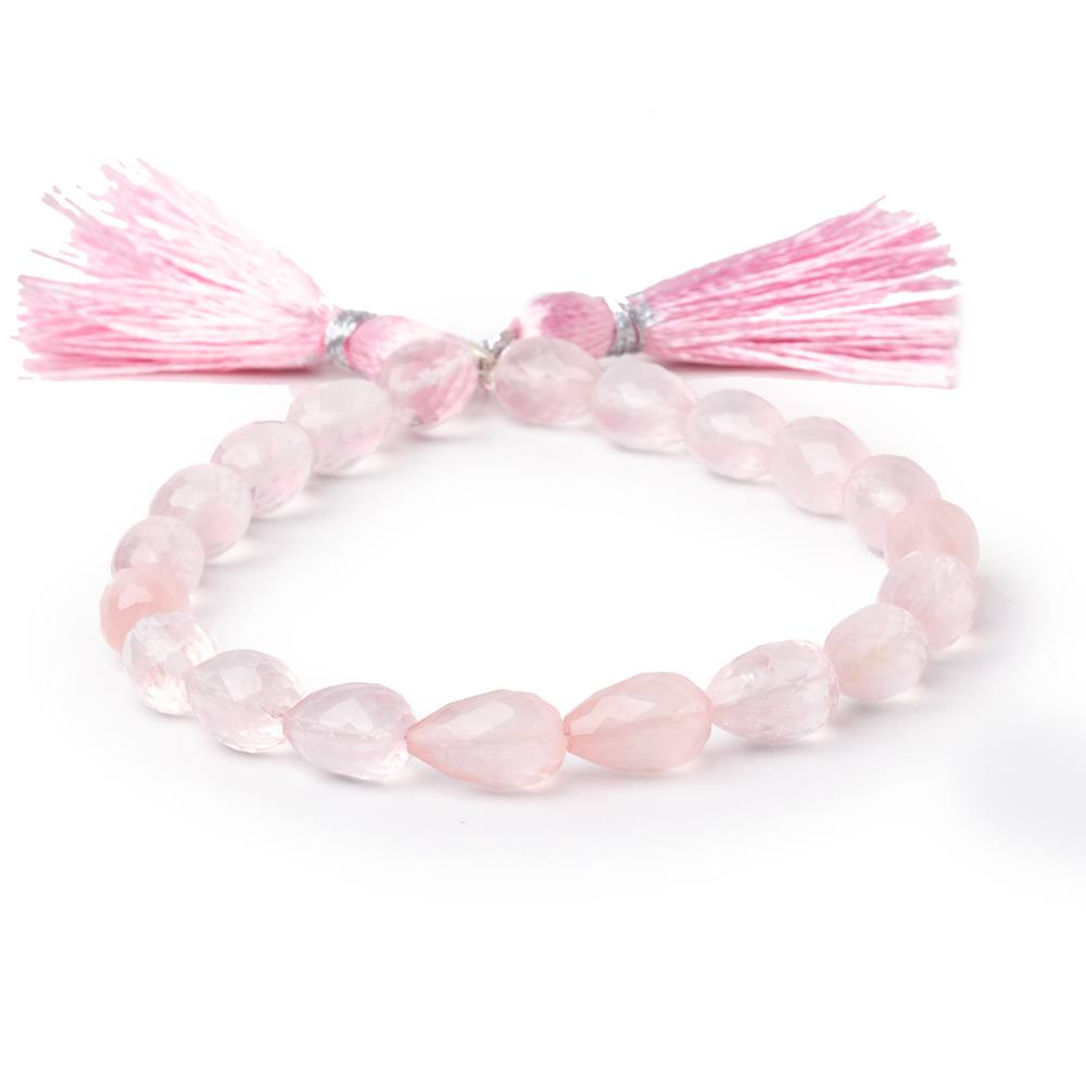 8-11mm Rose Quartz Straight Drill Tear Drop 7.25 inch 19 Beads
