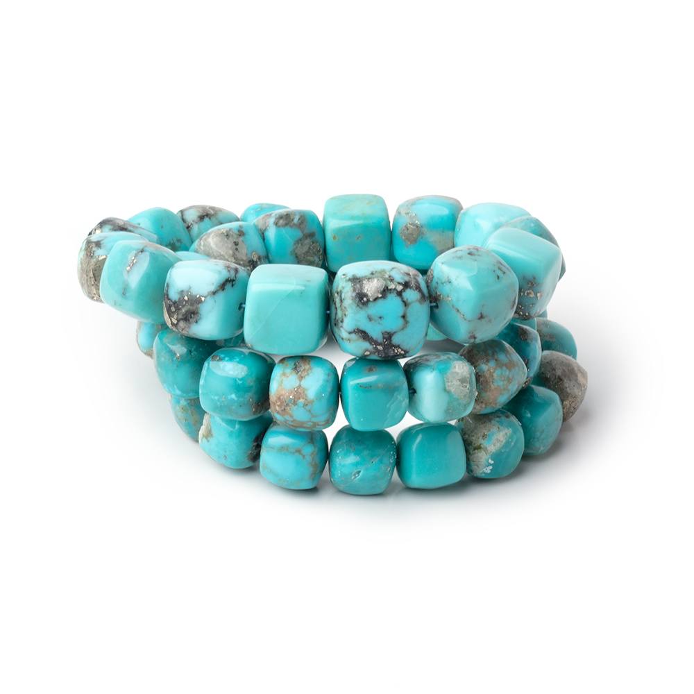 8-11mm Sleeping Beauty Turquoise Plain Cubes 16 inch 47 Beads AAA