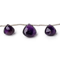 8-12.5mm Amethyst Faceted Heart Beads 7.25 inch 11 pieces AA