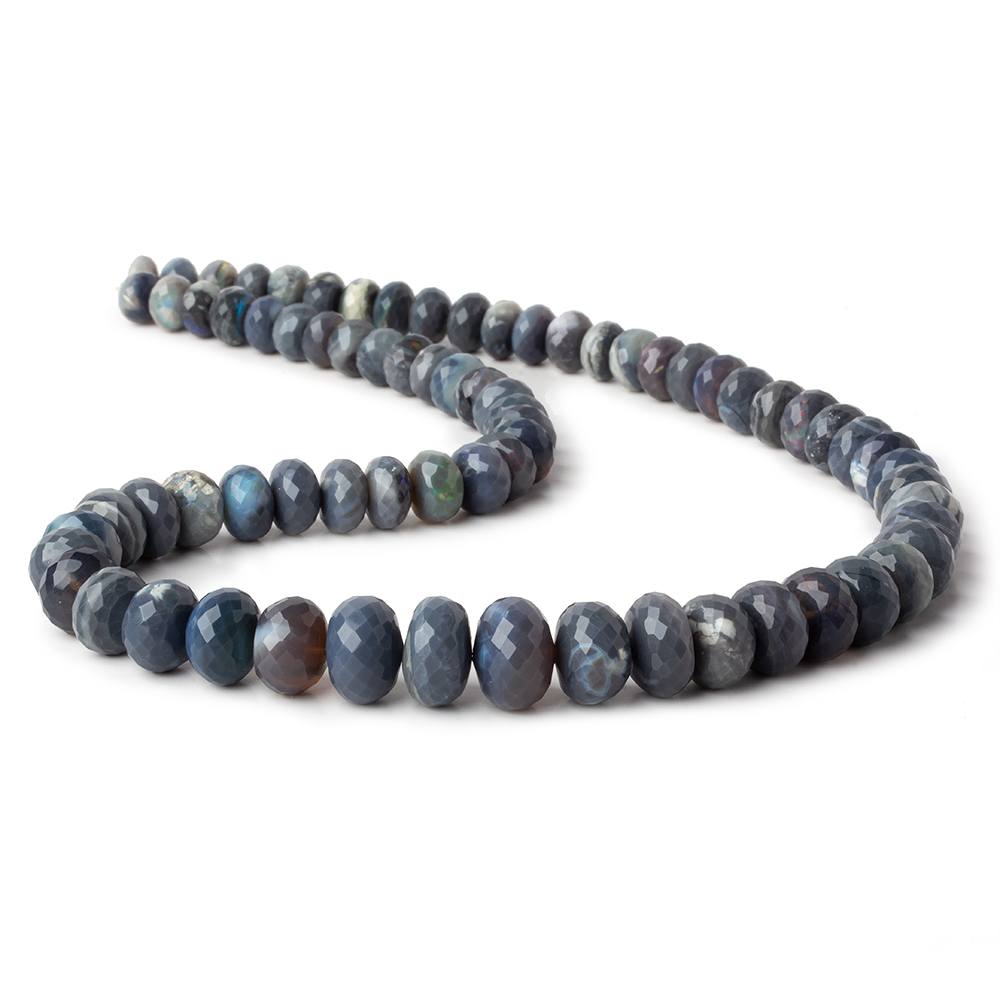 8-12.5mm Blue Grey Australian Opal faceted rondelle beads 18 inch 73 pieces