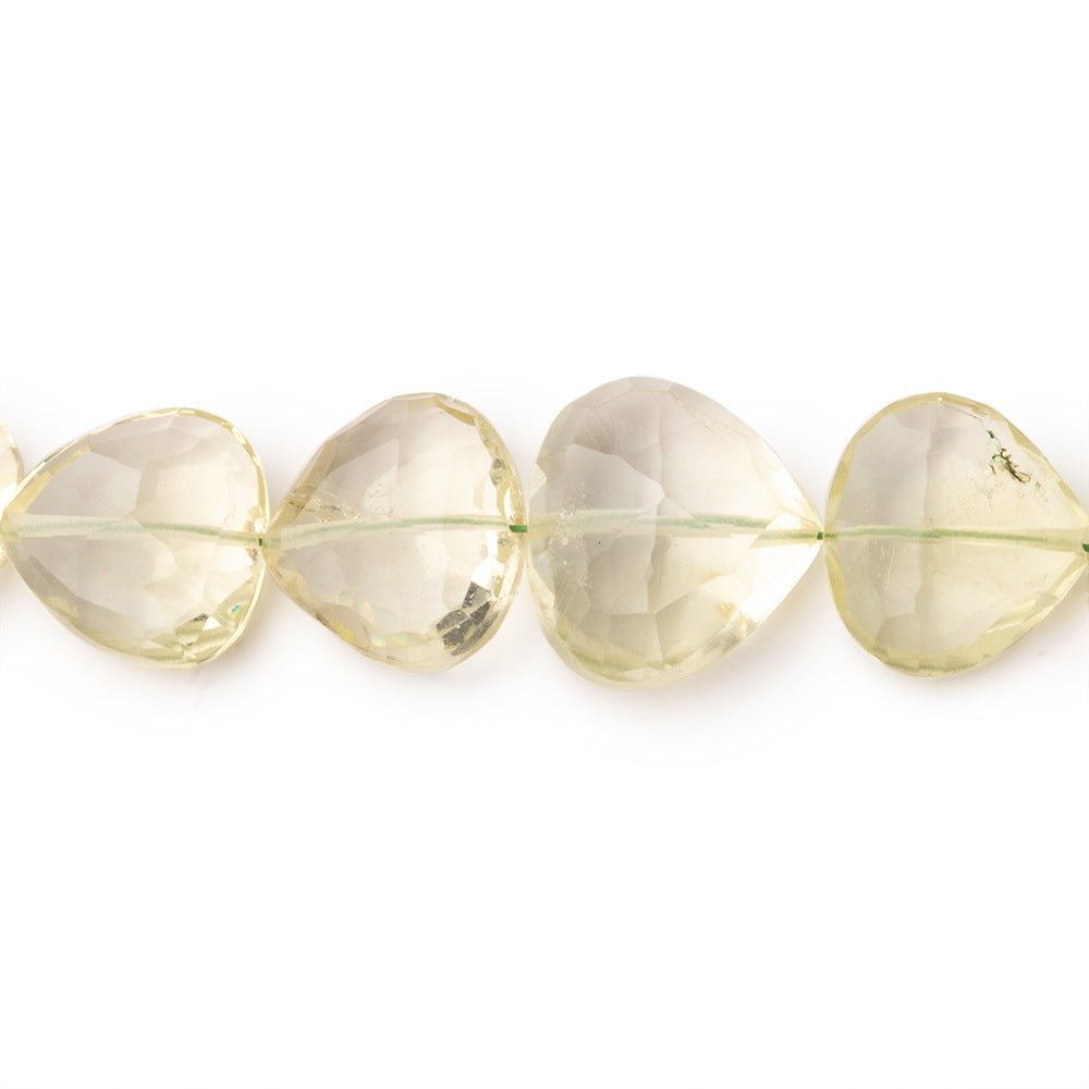 9-13mm Lemon Quartz Faceted Heart Beads 16 inch 42 pieces