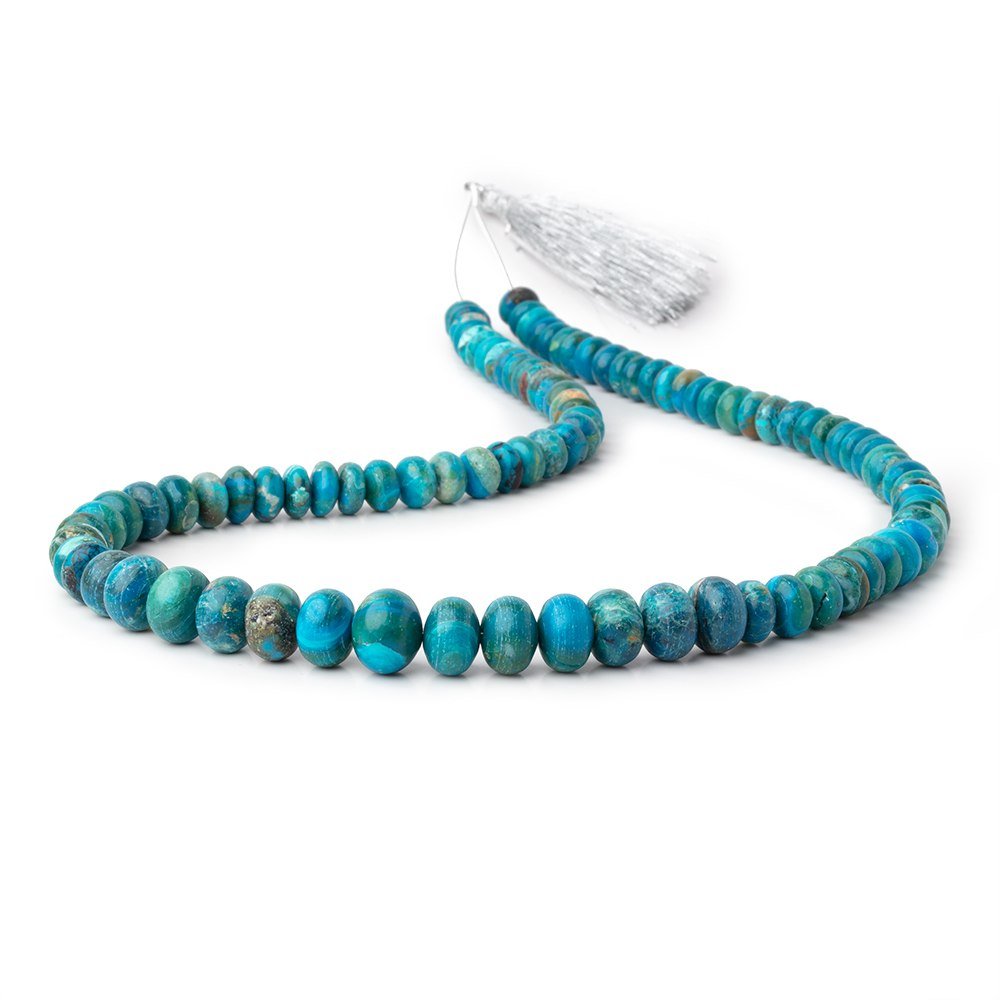 8-12mm Peruvian Blue Opalina Plain Rondelles 20 inch 90 Beads AA