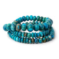 8-12mm Peruvian Blue Opalina Plain Rondelles 20 inch 90 Beads AA
