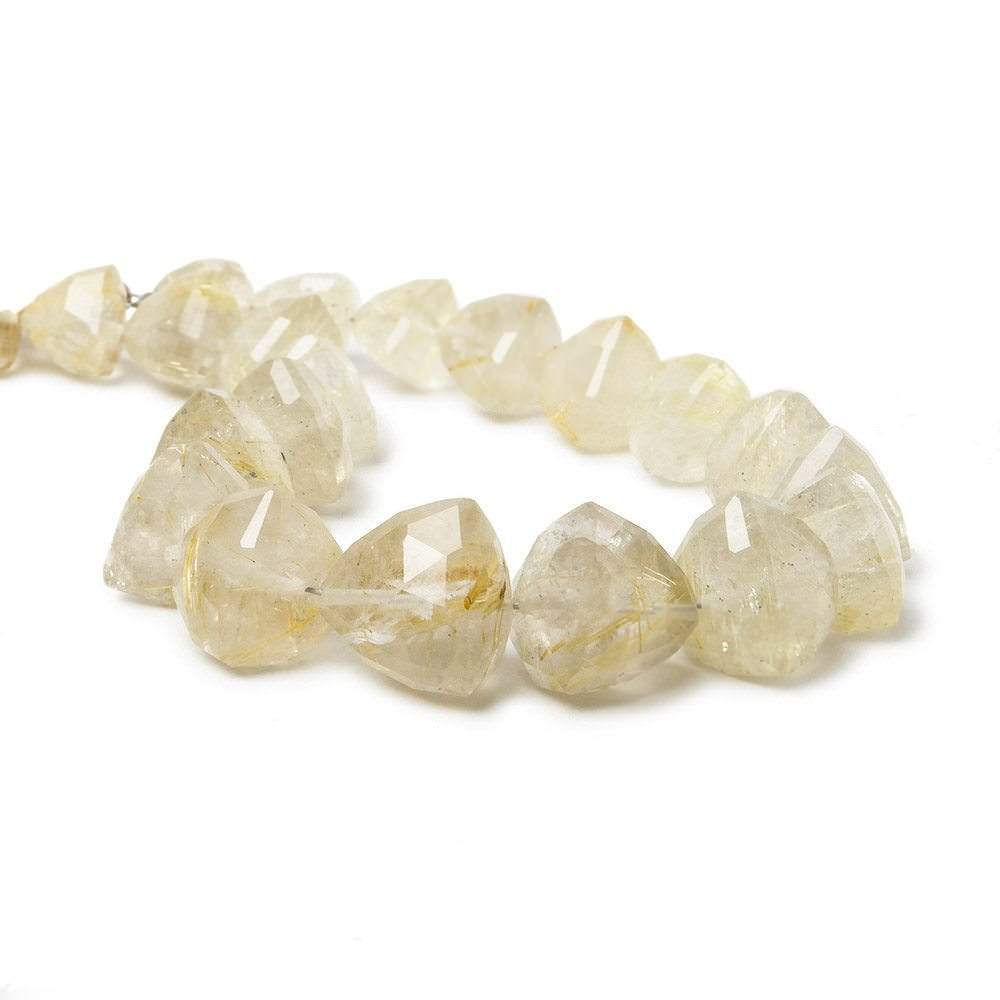 8-12mm Rutilated Quartz Faceted Trillion 8 inch 21 pieces
