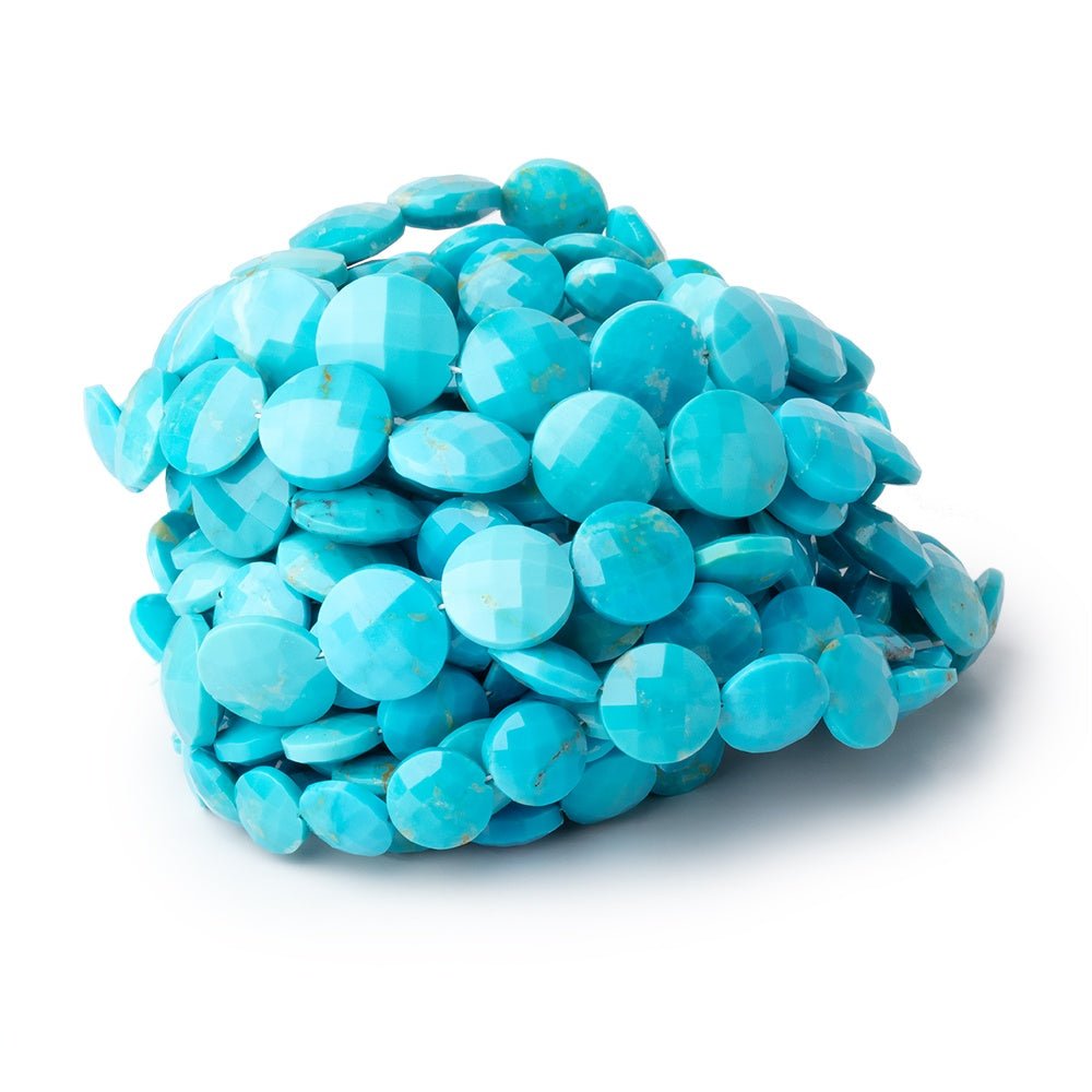 8-13mm Sleeping Beauty Turquoise Faceted Coin 17 inch 41 Beads AA