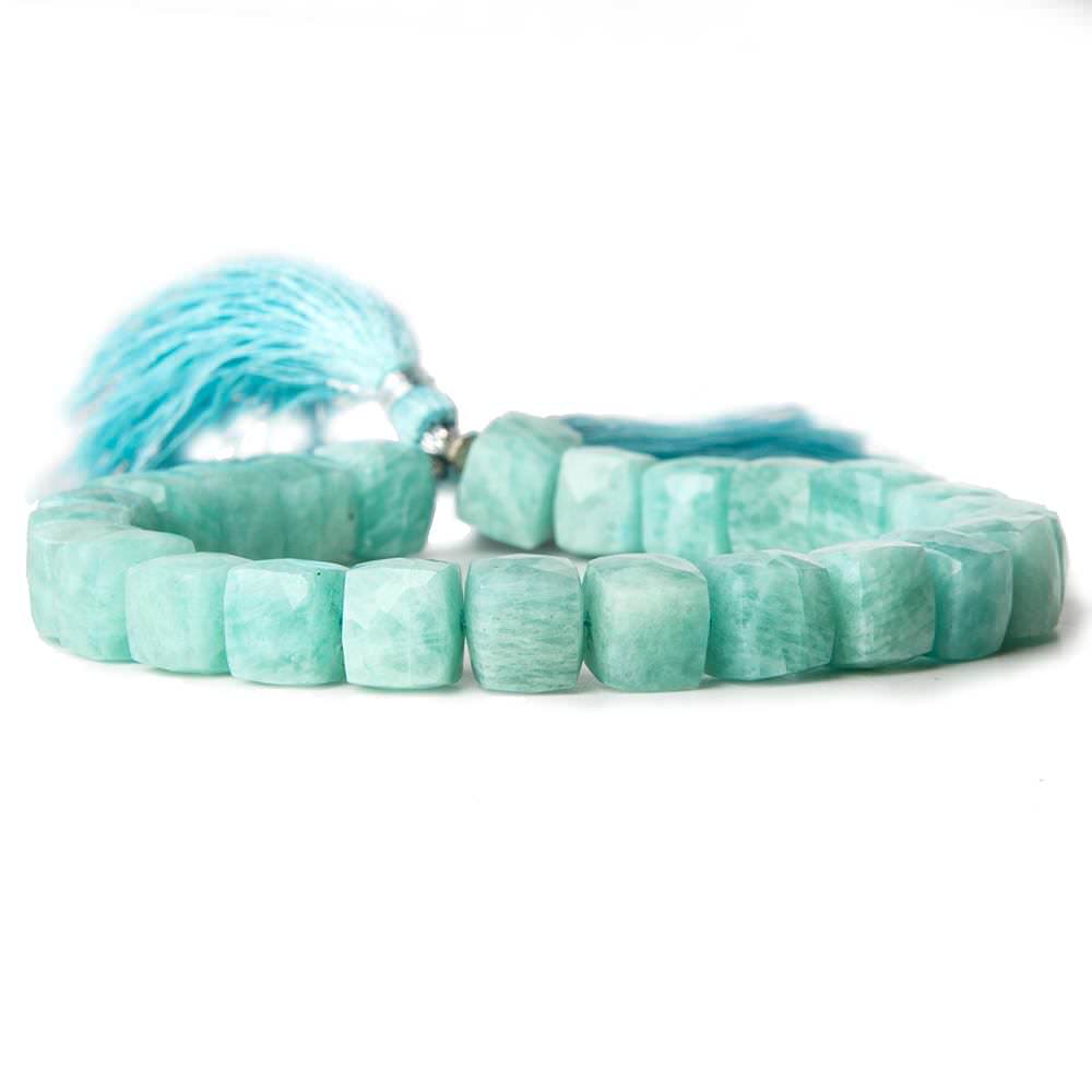 9-9.5mm Amazonite Faceted Cubes 8 inch 22 Beads